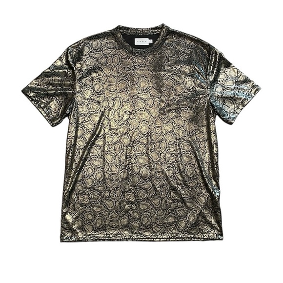 Topman Men's Metallic Snakeskin Print T-Shirt - Shimmering Statement Tee - Picture 3 of 5